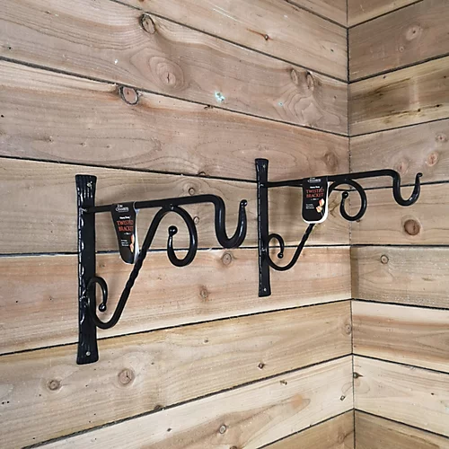 Pack Of 2 Heavy Duty Handcrafted Metal 35cm Black Twisted Wall Bracket Hook For Hanging Basket Planter Bird Feeder 6 Pack Of 2 Heavy Duty Handcrafted Metal 35cm Black Twisted Wall Bracket Hook For Hanging Basket Planter Bird Feeder - Image 4