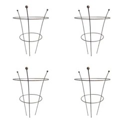 Pack Of 4 Tom Chambers Herbaceous Bare Rusted Steel Garden Plant Support Medium 54cm X 40cm