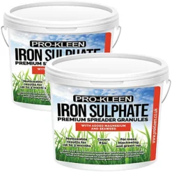 Pro-Kleen Iron Sulphate Spreader Granules, Covers Up To 100m2, For Grass Green Up, Ferrous Sulphate Dry Powder 2x 2.5kg