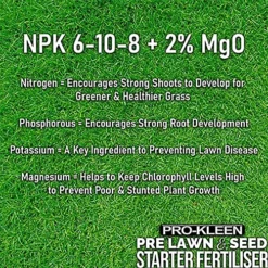 Pro-Kleen Pre Lawn & Seed Starter Fertiliser - Phosphorus Rich Formula With Nitrogen, Potassium & Magnesium Oxide 7.5kg -Draper Tool Shop pro kleen pre lawn seed starter fertiliser phosphorus rich formula with nitrogen potassium magnesium oxide 7 5kg5056411329860 02c MP