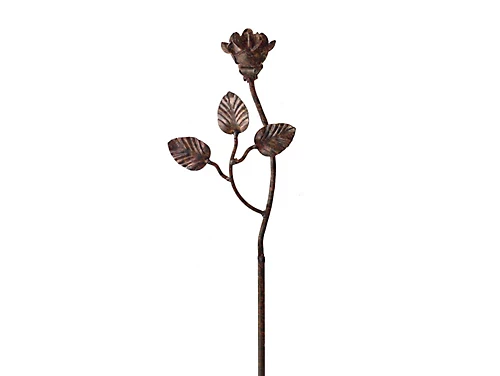 Rose With Leaf - Metal Flower Garden Stakes 3 Rose With Leaf - Metal Flower Garden Stakes