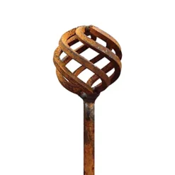 Rusty Metal Sphere Garden Stake