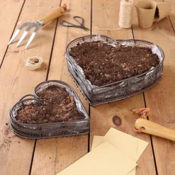 Set Of 2 Heart Shaped Summer Outdoor Garden Planter Trays -Draper Tool Shop set of 2 heart shaped summer outdoor garden planter trays5060964607580 03c MP