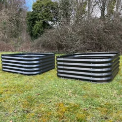 Set Of 2 X Large Metal Raised Vegetable Bed In Dark Grey (120cm)