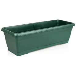 Set Of 4 Large 72cm Green Garden Plastic Trough Balcony Planter Window Plant Box -Draper Tool Shop set of 4 large 72cm green garden plastic trough balcony planter window plant box5057102003069 02c MP