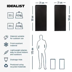 Set Of Two IDEALIST Tall Square Black Light Concrete Planters: L21 W21 H50 Cm, 22L + L21 W21 H50 Cm, 22L -Draper Tool Shop set of two idealist tall square black light concrete planters l21 w21 h50 cm 22l l21 w21 h50 cm 22l5769690422961 03c MP