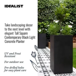 Set Of Two IDEALIST Tall Square Black Light Concrete Planters: L21 W21 H50 Cm, 22L + L21 W21 H50 Cm, 22L -Draper Tool Shop set of two idealist tall square black light concrete planters l21 w21 h50 cm 22l l21 w21 h50 cm 22l5769690422961 04c MP