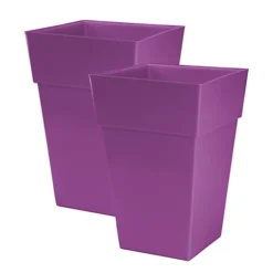 Simpa 2PC Moda Milano 28L Aubergine Plastic Planters.