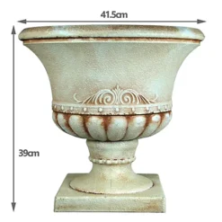 Simpa 2PC Pompeii Beige Short Plastic Urn Planter & Base 41.5cm (Dia). -Draper Tool Shop simpa 2pc pompeii beige short plastic urn planter base 41 5cm dia 5059331202046 04c MP