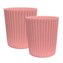 Simpa 2PC XL Pink Wave Plastic Planters.