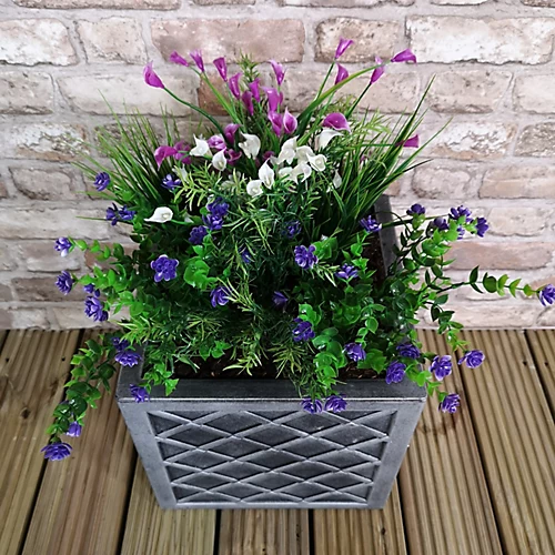 Small Lazio Square Grey Pewter Garden Planter 32cm H X 32cm W 4 Small Lazio Square Grey Pewter Garden Planter 32cm H X 32cm W - Image 2