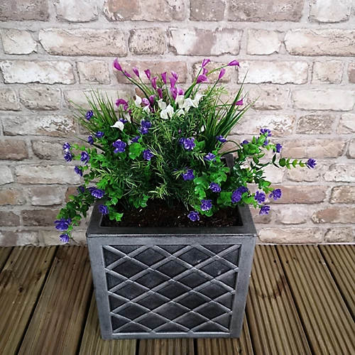 Small Lazio Square Grey Pewter Garden Planter 32cm H X 32cm W 5 Small Lazio Square Grey Pewter Garden Planter 32cm H X 32cm W - Image 3