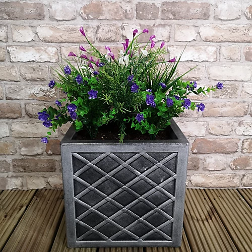 Small Lazio Square Grey Pewter Garden Planter 32cm H X 32cm W 6 Small Lazio Square Grey Pewter Garden Planter 32cm H X 32cm W - Image 4
