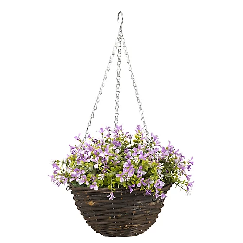 Smart Garden Pansy Artificial Lilac & Green Round Plastic Hanging Basket, 25cm 3 Smart Garden Pansy Artificial Lilac & Green Round Plastic Hanging Basket, 25cm