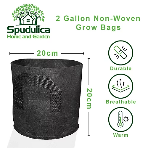 Spudulica 2 Gallon Non-Woven Grow Bags Black Fabric Garden Planter Durable Fabric Vegetable Flower Herb Planter 10x Pack 4 Spudulica 2 Gallon Non-Woven Grow Bags Black Fabric Garden Planter Durable Fabric Vegetable Flower Herb Planter 10x Pack - Image 2