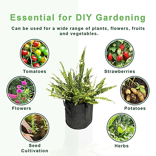 Spudulica 2 Gallon Non-Woven Grow Bags Black Fabric Garden Planter Durable Fabric Vegetable Flower Herb Planter 10x Pack 6 Spudulica 2 Gallon Non-Woven Grow Bags Black Fabric Garden Planter Durable Fabric Vegetable Flower Herb Planter 10x Pack - Image 4