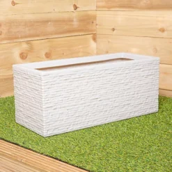 Stone Coloured Slate Effect Trough Garden Planter 60cm W X 25.5cm H X 25cm D