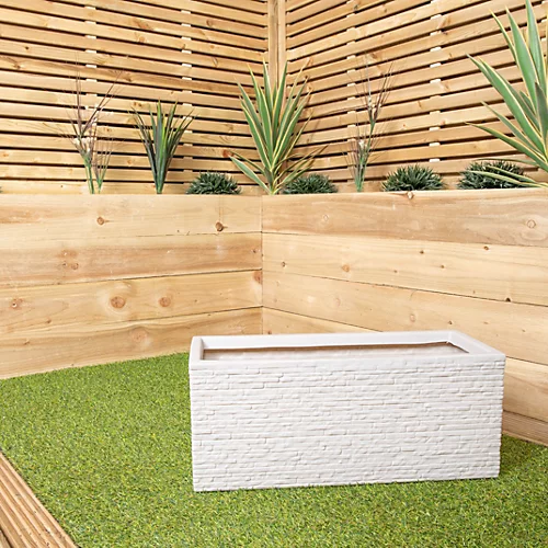 Stone Coloured Slate Effect Trough Garden Planter 60cm W X 25.5cm H X 25cm D 4 Stone Coloured Slate Effect Trough Garden Planter 60cm W X 25.5cm H X 25cm D - Image 2