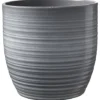 Stylish Ceramic Grooved, Grey Glaze, Indoor Plant Pot. No Drainage Holes. H13 X W14 Cm -Draper Tool Shop stylish ceramic grooved grey glaze indoor plant pot no drainage holes h13 x w14 cm4006063306864 01c MP