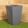 Tall Ash Coloured Slate Effect Garden Planter 30cm D X 30cm W X 45cm H