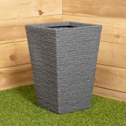 Tall Ash Coloured Slate Effect Garden Planter 30cm D X 30cm W X 45cm H