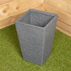 Tall Ash Coloured Slate Effect Garden Planter 30cm D X 30cm W X 45cm H -Draper Tool Shop tall ash coloured slate effect garden planter 30cm d x 30cm w x 45cm h5060907229664 03c MP