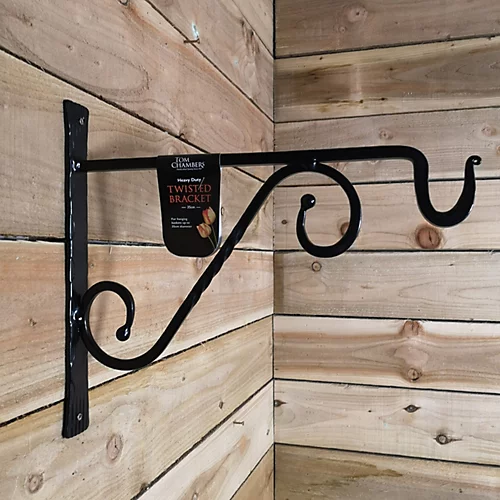 Tom Chambers Heavy Duty Handcrafted Metal 35cm Black Twisted Wall Bracket Hook For Garden Patio Hanging Basket Planter Bird Feeder 3 Tom Chambers Heavy Duty Handcrafted Metal 35cm Black Twisted Wall Bracket Hook For Garden Patio Hanging Basket Planter Bird Feeder