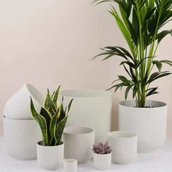 Vibes Round Fold Decor Recycled Material Indoor Garden Balcony Window Container Holder Plant Flower Organizer Pot White 25cm