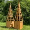 Wooden Garden Obelisk Planter With Liner (Set Of 2) -Draper Tool Shop wooden garden obelisk planter with liner set of 2 5060266596346 01c MP