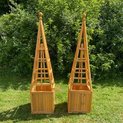 Wooden Garden Obelisk Planter With Liner (Set Of 2) -Draper Tool Shop wooden garden obelisk planter with liner set of 2 5060266596346 03c MP