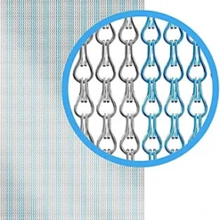Xterminate Aluminium Fly Blind Door Screen Chain Curtain Silver And Blue With Spare Chains For Buisness And Home